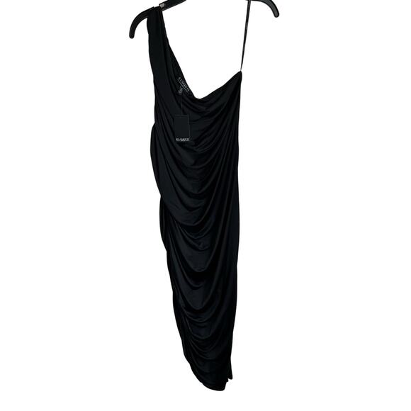 Eloquii Women's Plus Size Ruched One Shoulder Little Black Dress Size 18 - Picture 3 of 10